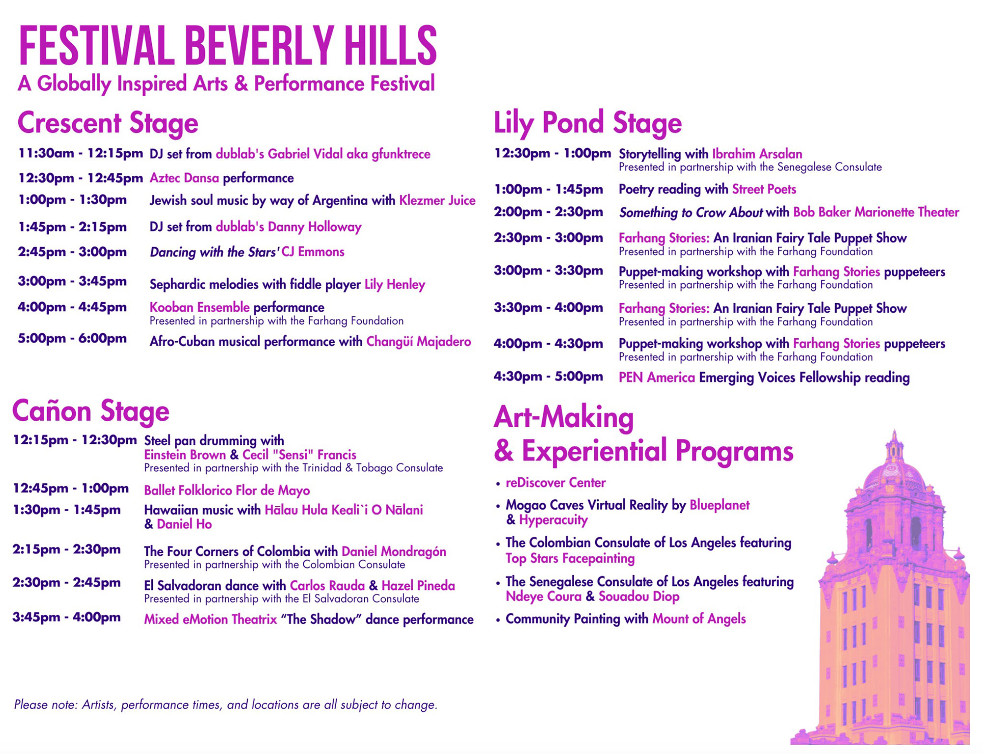 FestivalBH schedule